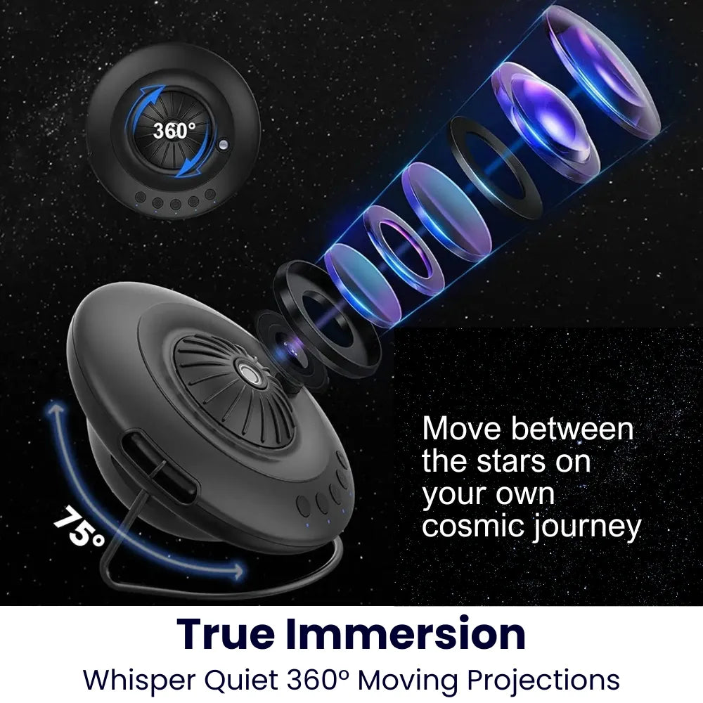 360° Rotating Galaxy Projector with Realistic Nebula & Star Light Ambiance | Perfect for Relaxation and Sleeping | VisionSpace™