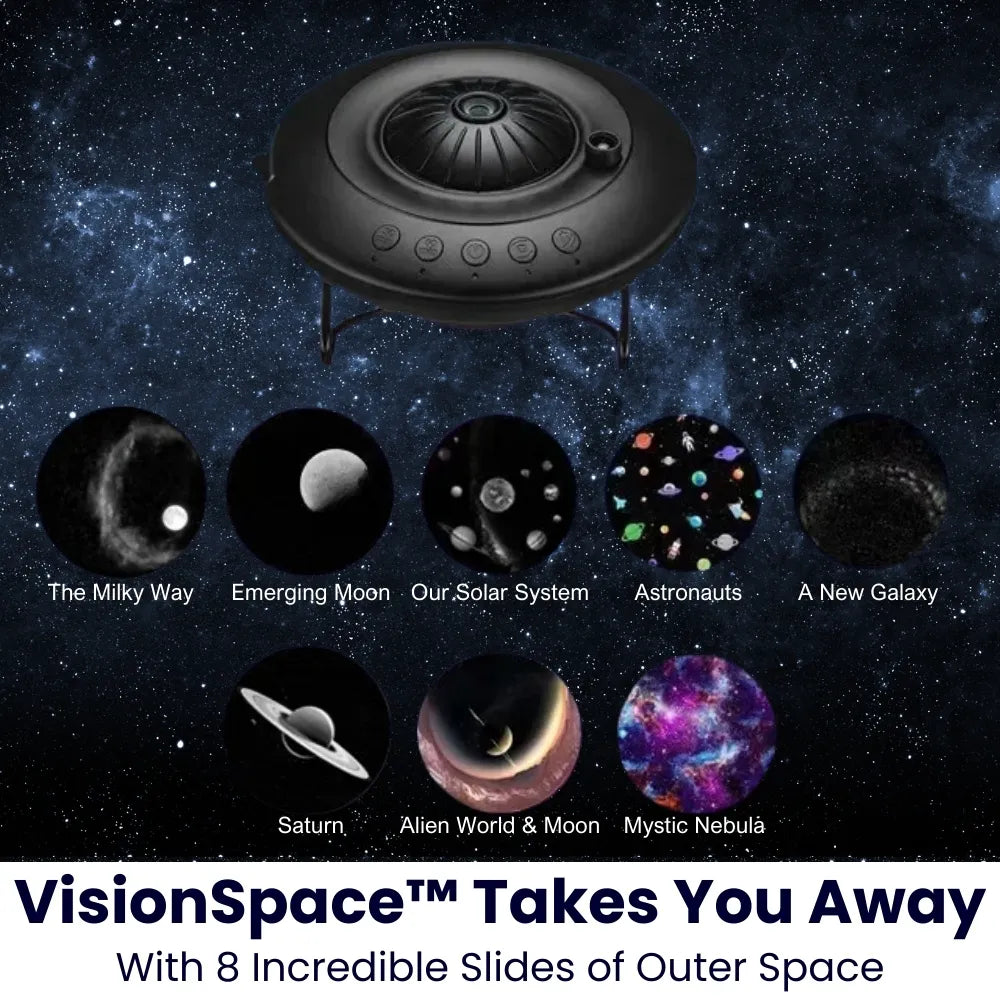 360° Rotating Galaxy Projector with Realistic Nebula & Star Light Ambiance | Perfect for Relaxation and Sleeping | VisionSpace™